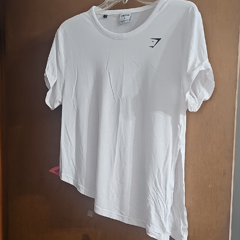 Gymshark White Asymmetrical Relaxed T-Shirt